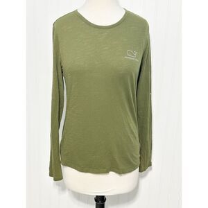 Vineyard Vines Women's‎ Scoop Neck Long Sleeve T-Shirt Whale Logo Top Green XS